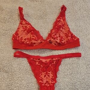 NWOT Cosabella Red Lace Bralette & Thong Set